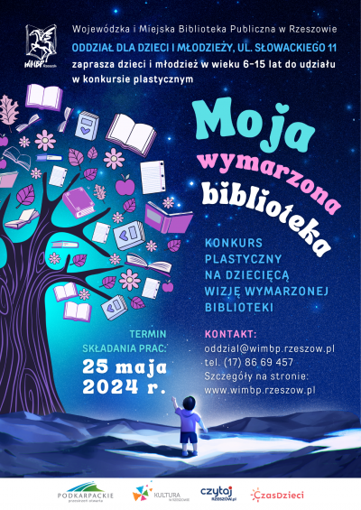 Grafika promująca konkurs dla dzieci I Moja wymarzona biblioteka